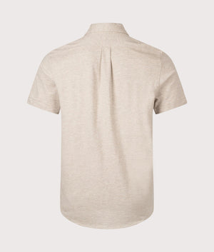 Polo Ralph Lauren Featherweight Mesh Short Sleeve Shirt in Tuscan Beige Heather, 100% cotton at EQVVS. Back shot. 