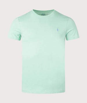 Polo Ralph Lauren Custom Slim Fit Jersey T-Shirt in Celadon, 100% cotton at EQVVS. Front shot. 