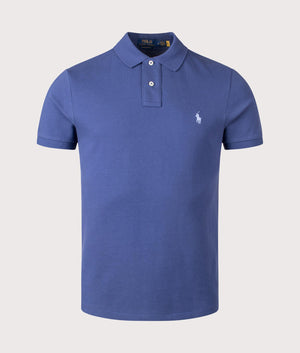 Polo Ralph Lauren Custom Slim Fit Mesh Polo Shirt in Light Navy. EQVVS Front Shot.