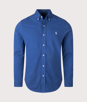 Polo Ralph Lauren, Featherweight Mesh Shirt, Annapolis Blue, Eqvvs Menswear, front shot angle