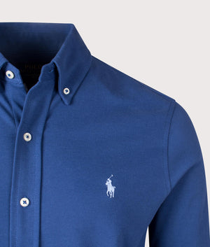 Polo Ralph Lauren, Featherweight Mesh Shirt, Annapolis Blue, Eqvvs Menswear, detailed shot angle