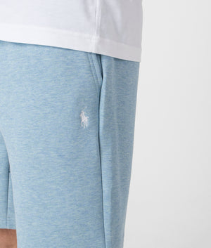 Polo Ralph Lauren Double Knit Athletic Sweat Shorts in Modern Blue Heather. Shot at EQVVS. Detail shot. 