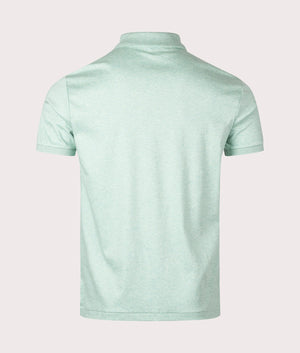 Polo Ralph Lauren Custom Slim Fit Soft Cotton Polo Shirt in Celadon Heather. Shot at EQVVS. Back shot 