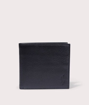 Polo Ralph Lauren Pebbled Leather Billfold Wallet in Black at EQVVS Front Shot