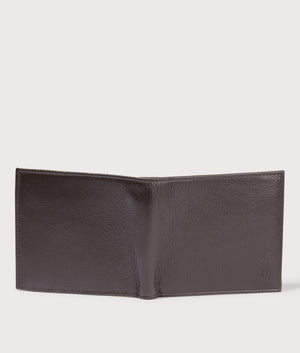 Polo Ralph Lauren Pebbled Leather Billfold Coin Wallet in Brown. EQVVS Back Shot.