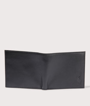 Polo Ralph Lauren Pebbled Leather Billfold Coin Wallet in Black. EQVVS Back Shot.