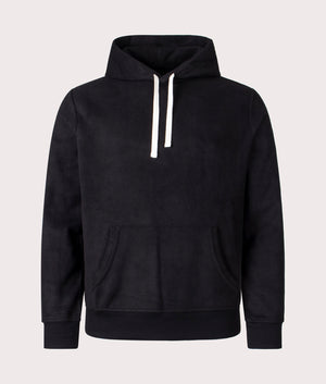 Polo Ralph Lauren Brushed Fleece Loungewear Hoodie in Polo Black. EQVVS Front SHot