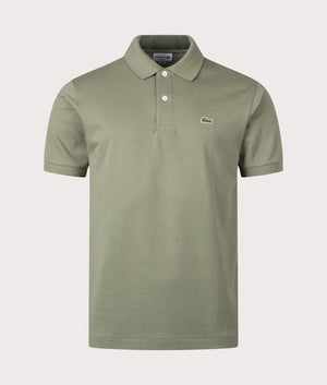 Croc Logo Polo Shirt in Khaki by Lacoste. EQVVS Front Angle Shot.