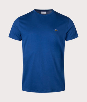 Lacoste Pima Cotton Croc Logo T-Shirt in Globe. Front angle shot at EQVVS.