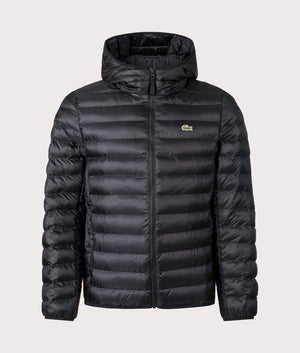 Lacoste Logo Hooded Jacket in Black for men at EQVVS. Front Shot