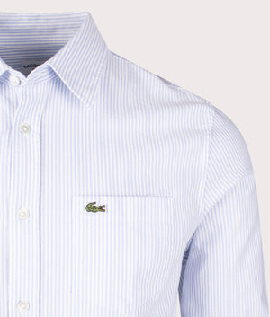 Lacoste Casual Shirt striped Overview blue et white. EQVVS detail shot.