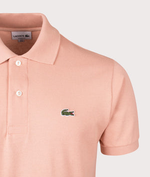 L1212 Croc Logo Polo Shirt in Latte by Lacoste at EQVVS. Detail Shot.