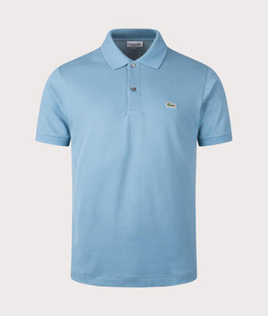 Lacoste L1212 Croc Logo Polo Shirt in Limestone Blue. EQVVS Front Shot.