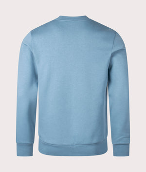 Lacoste Lacoste Relaxed Organic Brushed Cotton Sweatshirt in Limestone Blue. EQVVS back shot.