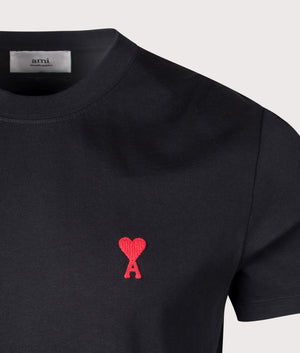 Ami De Coeur T-Shirt in Black at EQVVS Menswear. Detailed Logo Shot. 