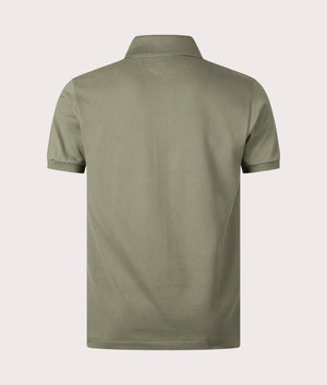 L1212 Croc Logo Polo Shirt in Khaki Green by Lacoste. EQVVS Back Angle Shot.