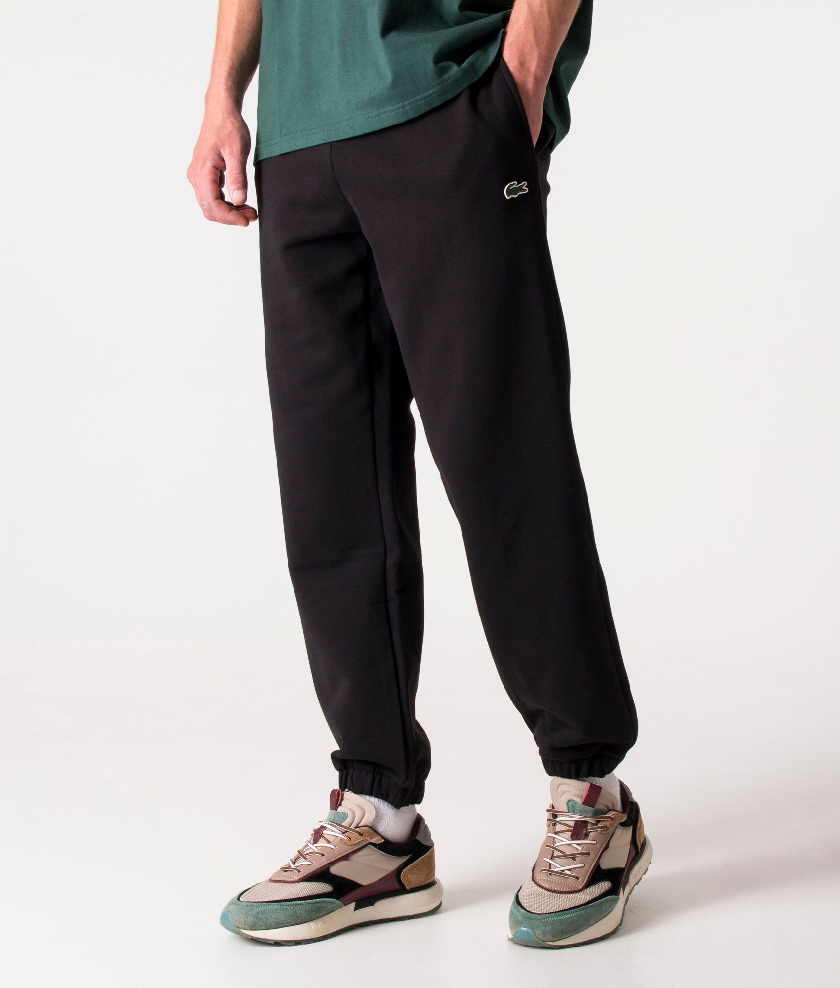 Regular Fit Brushed Fleece Joggers Black | Lacoste | EQVVS