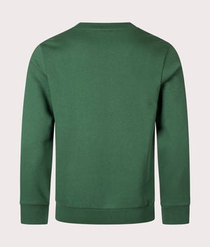 Lacoste Relaxed Fit Organic Brushed Cotton Sweatshirt in Green. Back angle shot at EQVVS.