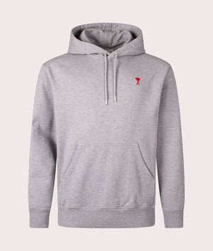 Ami De Coeur Hoodie in Heather Grey by Ami. EQVVS Menswear Front Shot.