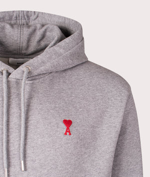 Ami De Coeur Hoodie in Heather Grey by Ami. EQVVS Menswear Front Detail Shot.