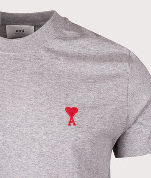 Ami De Coeur T-Shirt in Heather Grey, 100% Cotton at EQVVS Menswear. Detailed Logo Shot. 