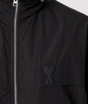 Creased-Effect-Water-Repellent-Windbreaker-Black-AMI-EQVVS