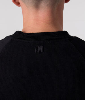 Relaxed-Fit-Red-Ami-De-Coeur-Sweatshirt-Black-AMI-EQVVS-Detail-Image