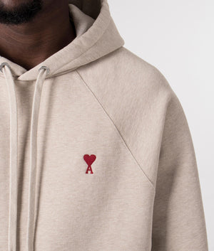 Ami De Coeur Loopback Hoodie in Heather Light Beige by Ami. EQVVS Detail Shot.