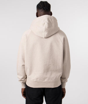 Ami De Coeur Loopback Hoodie in Heather Light Beige by Ami. EQVVS Back Angle Shot.