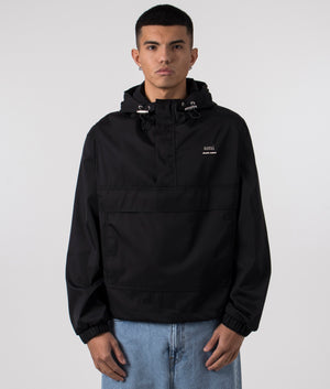 Hooded Ami Alexandre Mattiussi Windbreaker in Black. EQVVS Menswear Front Model Shot. 