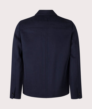 Boxy Buttoned Jacket in Navy Blue by Ami. EQVVS Shot. 