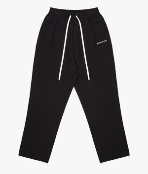Relaxed Fit Seersucker Trousers in Black by MKI MIYUKI ZUKO, EQVVS Flat Front Shot.