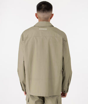 MKI Oversized Ripstop Cargo Jacket  in Sage Green. Back angle model shot at EQVVS.