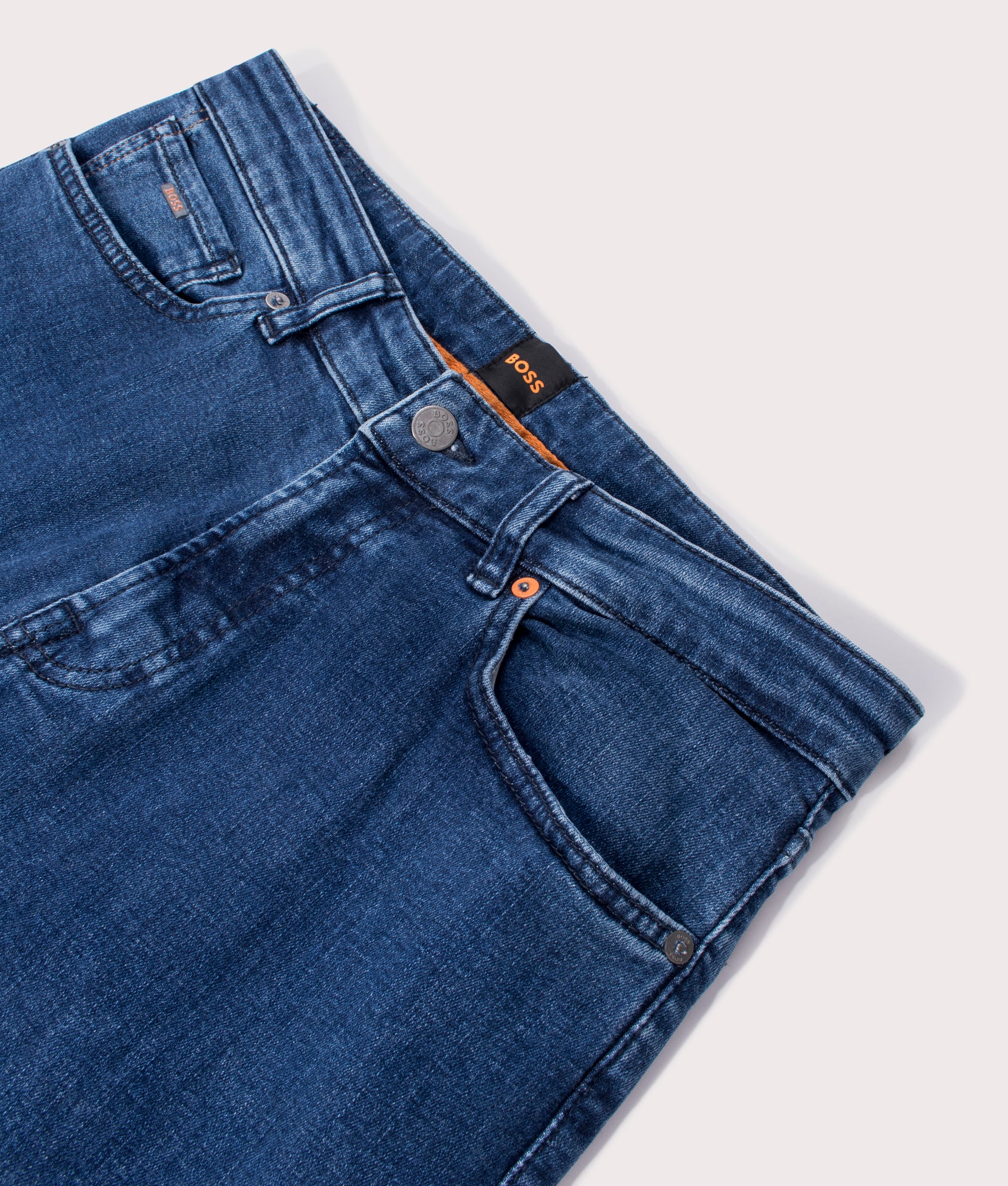 BOSS - Regular-fit jeans in blue super-stretch denim