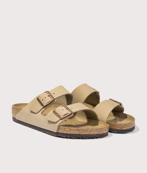 Arizona Oiled Leather Sandals in Tabacco Brown by Birkenstock. EQVVS Shot.