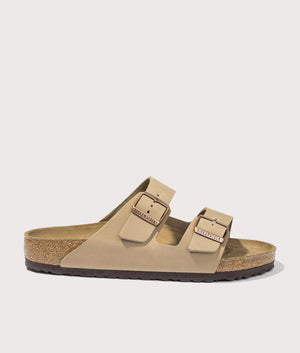 Arizona Oiled Leather Sandals in Tabacco Brown by Birkenstock. EQVVS Shot. 