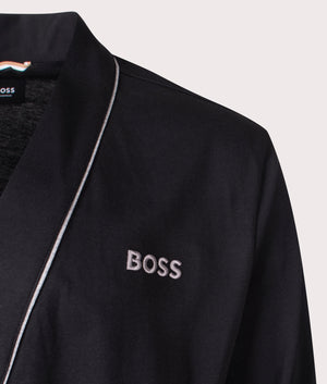 BOSS Kimono Dressing Gown in Black, 100% Cotton. EQVVS Detail Shot.