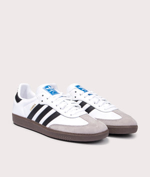 adidas samba OG Trainer in Cloud White/ Core Black/ Clear Granite at EQVVS. Side pair shot. 