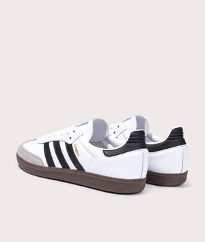 adidas samba OG Trainer in Cloud White/ Core Black/ Clear Granite at EQVVS. Back Shot. 