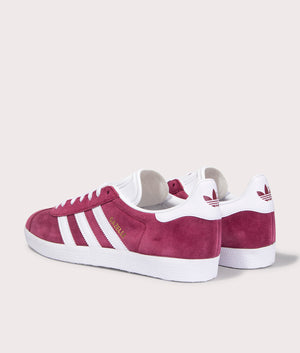 adidas Originals Gazelle trainers in Burgundy, leather and suede upper. back shot. 