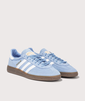 Adidas Origianls, Handball Spezial Trainers, light blue, Eqvvs Menswear, front shot angle
