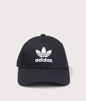 adidas Originals Trefoil Baseball Cap in Black, 100% Cotton at EQVVS. Front Shot. 