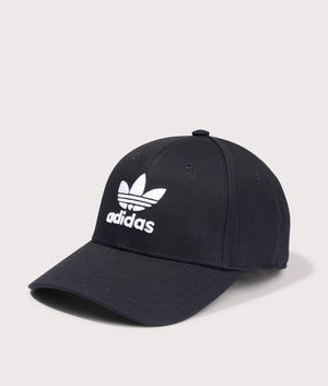 adidas Originals Trefoil Baseball Cap in Black, 100% Cotton at EQVVS. Side Shot. 