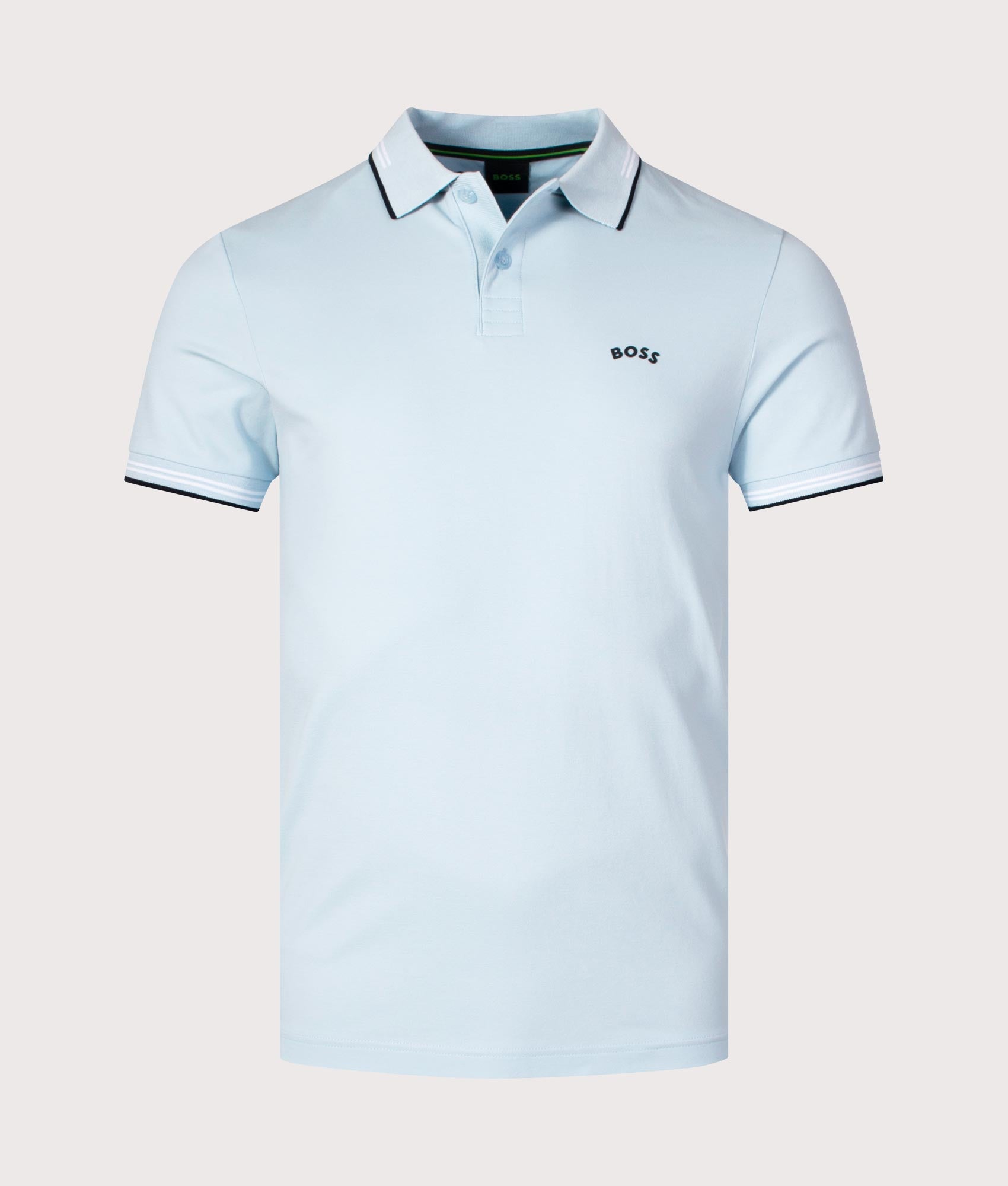 Slim Fit Paul Curved Logo Polo Shirt in Light Pastel Blue | BOSS | EQVVS