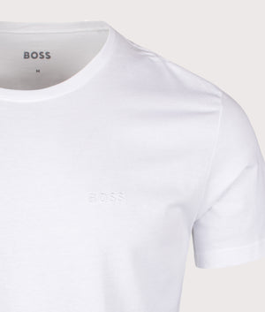 BOSS 3 Pack Lightweight T-Shirt in White. Shot at EQVVS.  Close up shot. 