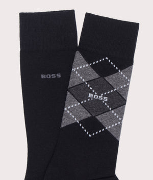 Boss 2 Pack RS Argyle Socks in black at EQVVS menswear detail view