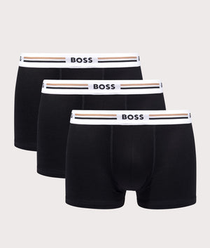 BOSS 3 Pack Revive Trunks in Black for Men at EQVVS Front Shot