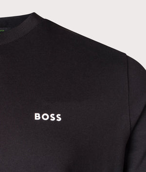 Crew Neck Tee T-Shirt in Black from BOSS. Detail angle shot at EQVVS.