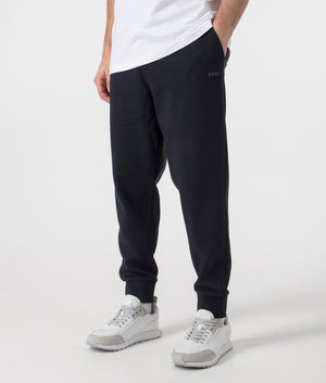 Navy blue Hadiko Joggers by BOSS. Angle shot. Shot at EQVVS. 