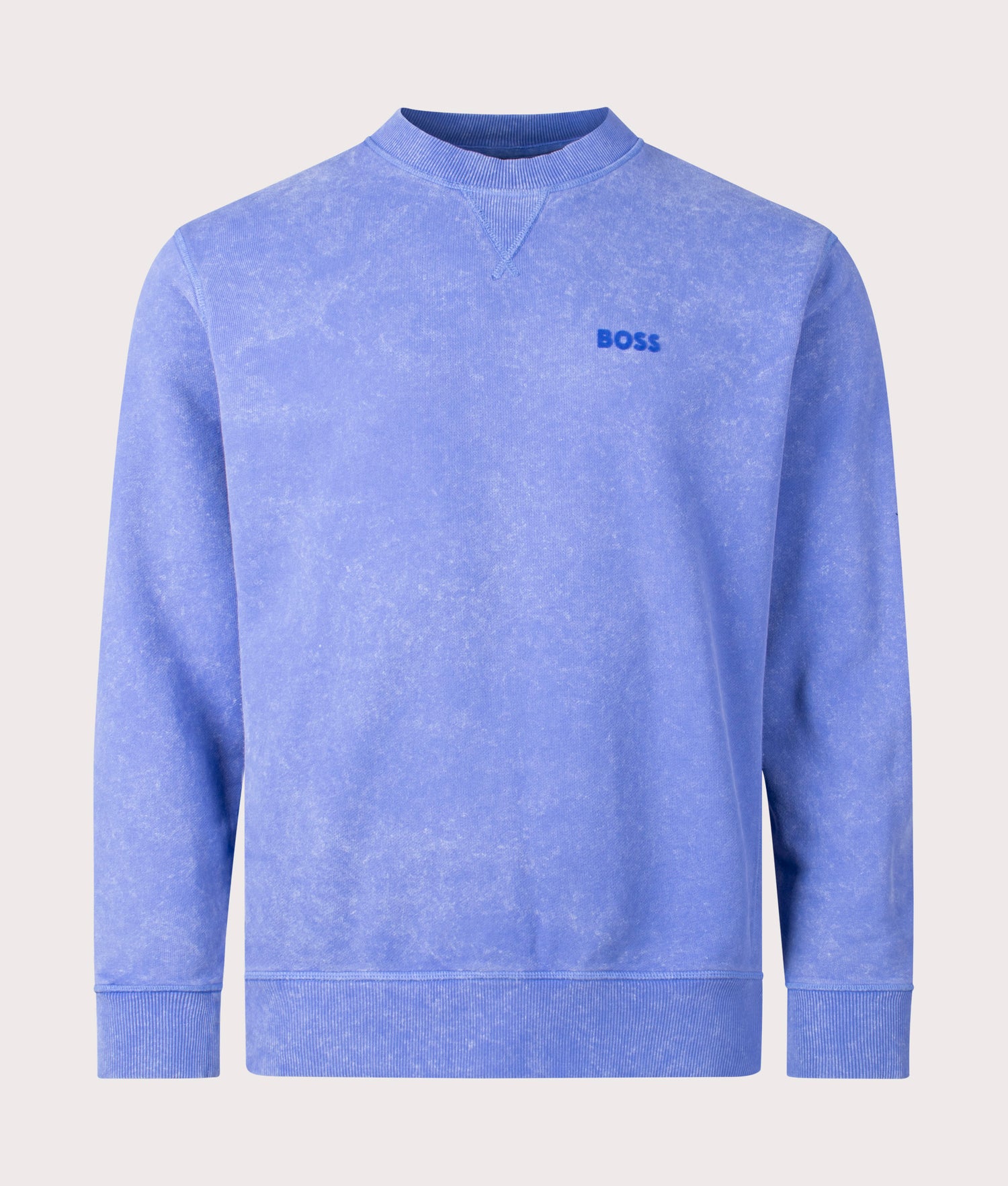 Relaxed Fit We Boss logo Raw Sweatshirt in 525 Bright Purple